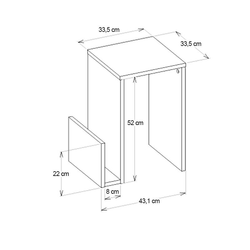 Τραπεζάκι βοηθητικό Regnar Megapap χρώμα λευκό  43,1x33,5x52εκ.