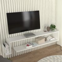 Έπιπλο τηλεόρασης επιτοίχιο Regnar Megapap χρώμα λευκό 168,6x25x31,8εκ.