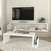 Έπιπλο τηλεόρασης επιτοίχιο Regnar Megapap χρώμα λευκό 168,6x25x31,8εκ.