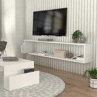 Έπιπλο τηλεόρασης επιτοίχιο Regnar Megapap χρώμα λευκό 168,6x25x31,8εκ.