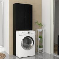 Έπιπλο πλυντηρίου Romme Megapap χρώμα μαύρο 65x27,1x180εκ.