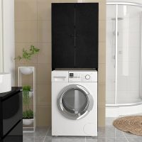 Έπιπλο πλυντηρίου Romme Megapap χρώμα μαύρο 65x27,1x180εκ.