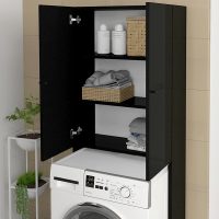 Έπιπλο πλυντηρίου Romme Megapap χρώμα μαύρο 65x27,1x180εκ.
