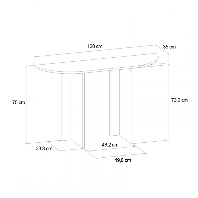 GP042-02592-5 Κονσόλα Cortado Megapap χρώμα sapphire oak 120x35x75εκ.