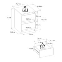 Κομοδίνο Breve Megapap χρώμα καρυδί 39,8x41,8x55εκ.