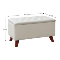 Σκαμπώ - Ταμπουρέ Lotus Megapap βελούδινο χρώμα κρεμ 90x40x50εκ.