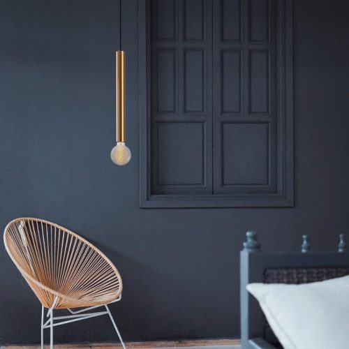 GP052-01711-1 Φωτιστικό οροφής Lizy I Megapap E27 μεταλλικό μονόφωτο χρώμα χρυσό vintage Ø4x139εκ.