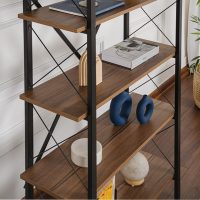 GP052-02194-2 Βιβλιοθήκη Elysian Megapap χρώμα καρυδί - μαύρο 90x33,5x180εκ.