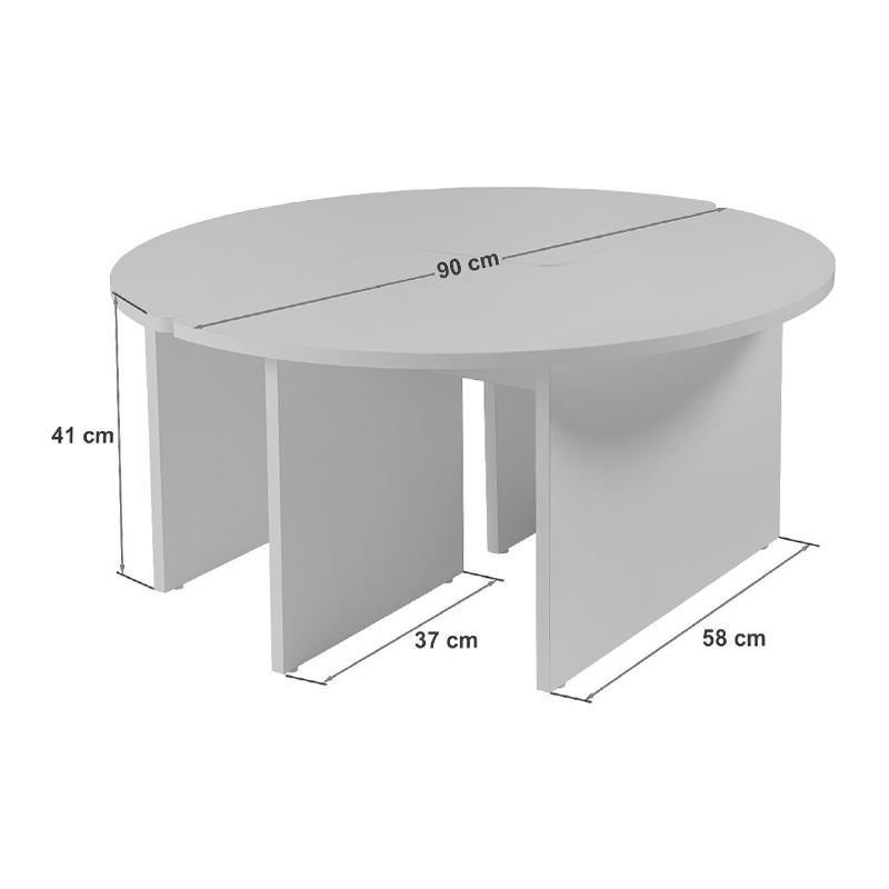 Τραπεζάκι σαλονιού σετ 2 τμχ Moira Megapap χρώμα γκρι σκυροδέματος Ø90x41εκ.