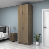 Ντουλάπα ρούχων Vivian Megapap δίφυλλη με πατάρι χρώμα καρυδί 80x51,8x240εκ.