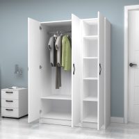 GP100-01091-1 Ντουλάπα ρούχων Vivian Megapap τρίφυλλη χρώμα λευκό 120x51,8x181εκ.