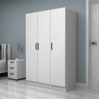 GP100-01091-2 Ντουλάπα ρούχων Vivian Megapap τρίφυλλη χρώμα λευκό 120x51,8x181εκ.