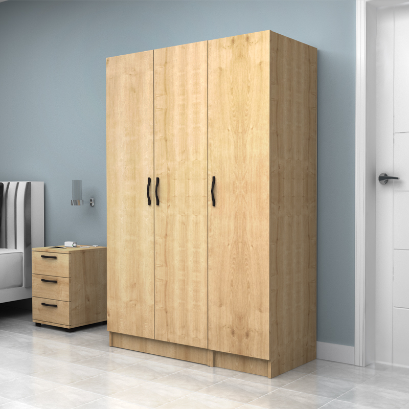 GP100-01092-2 Ντουλάπα ρούχων Vivian Megapap τρίφυλλη χρώμα φυσικό οξιάς 120x51,8x181εκ.