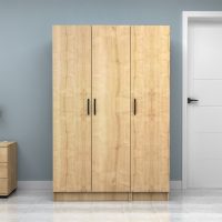 GP100-01092-3 Ντουλάπα ρούχων Vivian Megapap τρίφυλλη χρώμα φυσικό οξιάς 120x51,8x181εκ.