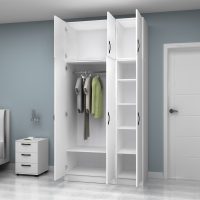 GP100-01101-1 Ντουλάπα ρούχων Vivian Megapap τρίφυλλη με πατάρι χρώμα λευκό 120x51,8x240εκ.