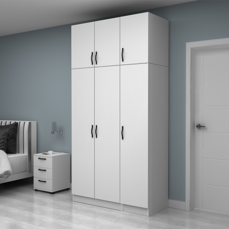 GP100-01101-2 Ντουλάπα ρούχων Vivian Megapap τρίφυλλη με πατάρι χρώμα λευκό 120x51,8x240εκ.