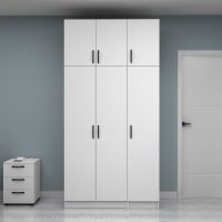 GP100-01101-3 Ντουλάπα ρούχων Vivian Megapap τρίφυλλη με πατάρι χρώμα λευκό 120x51,8x240εκ.