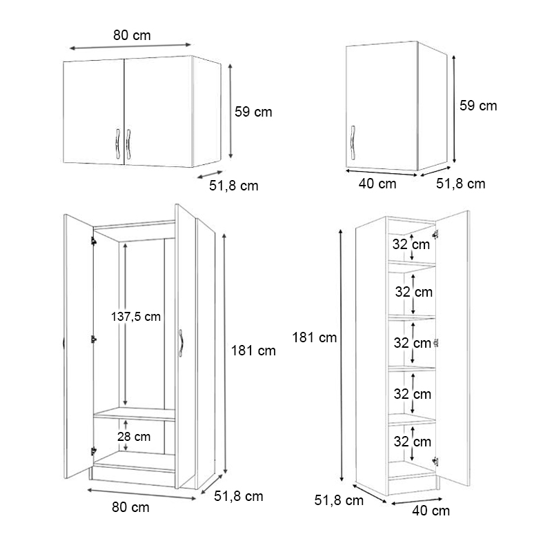 GP100-01101-5 Ντουλάπα ρούχων Vivian Megapap τρίφυλλη με πατάρι χρώμα λευκό 120x51,8x240εκ.