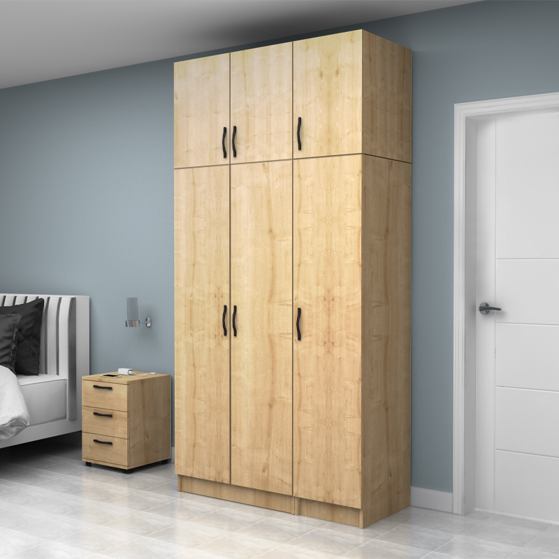 GP100-01102-2 Ντουλάπα ρούχων Vivian Megapap τρίφυλλη με πατάρι χρώμα φυσικό οξιάς 120x51,8x240εκ.