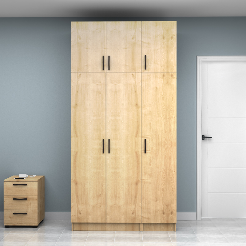 GP100-01102-3 Ντουλάπα ρούχων Vivian Megapap τρίφυλλη με πατάρι χρώμα φυσικό οξιάς 120x51,8x240εκ.