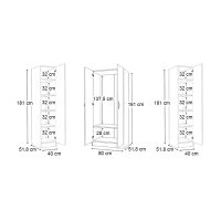 GP100-01171-4 Ντουλάπα ρούχων Vivian Megapap τετράφυλλη χρώμα λευκό 160x51,8x181εκ.