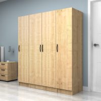 GP100-01172-2 Ντουλάπα ρούχων Vivian Megapap τετράφυλλη χρώμα φυσικό οξιάς 160x51,8x181εκ.