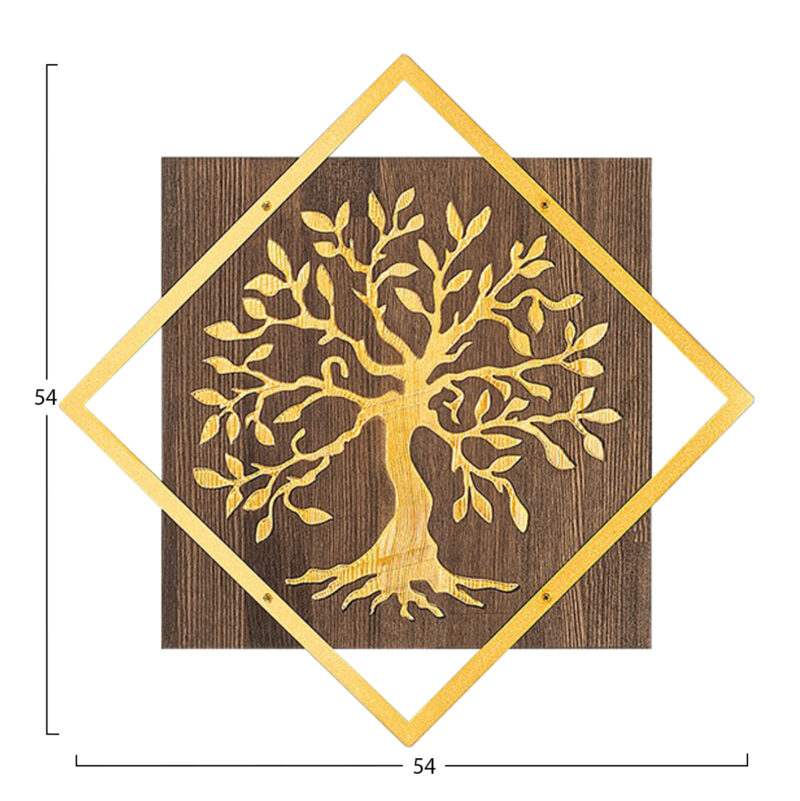 ΔΙΑΚΟΣΜΗΤΙΚΟ ΤΟΙΧΟΥ ΔΕΝΤΡΟ HM4752-ΦΥΛΛΑ ΜΕΤΑΛΛΟΥ ΧΡΥΣΑ-ΞΥΛΟ 54x3(βάθος)x54Υεκ.