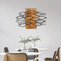 ΔΙΑΚΟΣΜΗΤΙΚΟ ΤΟΙΧΟΥ ΨΑΡΙΑ HM4811-ΦΥΛΛΑ ΜΕΤΑΛΛΟΥ ΜΑΥΡΑ-ΞΥΛΟ 87x3(βάθος)x58Υεκ.