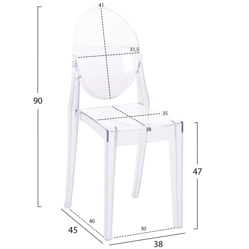 ΚΑΡEΚΛΑ ΤΡΑΠΕΖΑΡΙΑΣ ΑΚΡΥΛΙΚΗ ARAMIS HM0170 ΔΙΑΦΑΝΗ 34.5x50x90Υεκ. 4τμχ