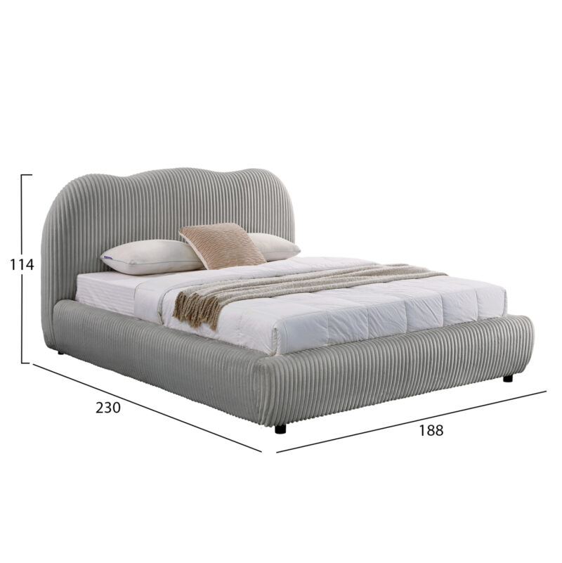 ΚΡΕΒΑΤΙ ΜΕ ΑΠΟΘ.ΧΩΡΟ KALLY HM729.01 ΓΚΡΙ FEAUX FUR ΥΦΑΣΜΑ--ΓΙΑ ΣΤΡΩΜΑ 160x200εκ