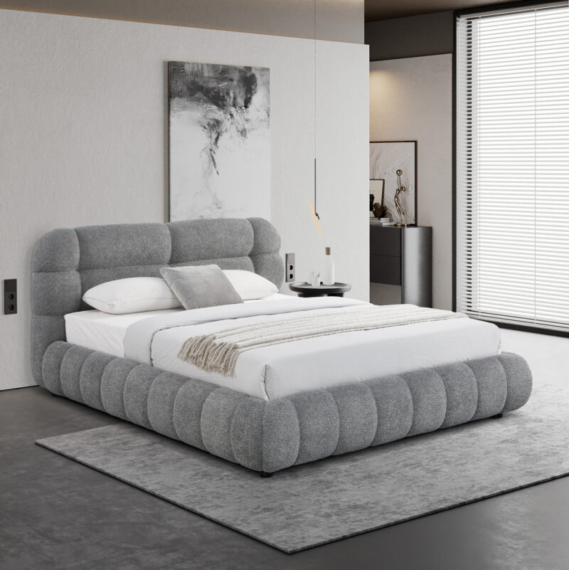 ΚΡΕΒΑΤΙ ΜΕ ΑΠΟΘ.ΧΩΡΟ MOLEN HM730.01 ΓΚΡΙ ΜΠΟΥΚΛΕ ΥΦΑΣΜΑ--ΓΙΑ ΣΤΡΩΜΑ 160x200εκ