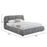 ΚΡΕΒΑΤΙ ΜΕ ΑΠΟΘ.ΧΩΡΟ MOLEN HM730.01 ΓΚΡΙ ΜΠΟΥΚΛΕ ΥΦΑΣΜΑ--ΓΙΑ ΣΤΡΩΜΑ 160x200εκ