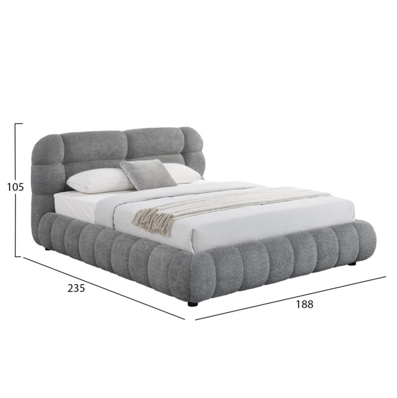 ΚΡΕΒΑΤΙ ΜΕ ΑΠΟΘ.ΧΩΡΟ MOLEN HM730.01 ΓΚΡΙ ΜΠΟΥΚΛΕ ΥΦΑΣΜΑ--ΓΙΑ ΣΤΡΩΜΑ 160x200εκ