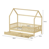 ΚΡΕΒΑΤΙ ΠΑΙΔΙΚΟ ΜΕ ΣΥΡΤΑΡΙΑ PHYLLIS HM724.01 τ.MONTESSORI ΦΥΣΙΚΟ 196x97x161Υεκ.