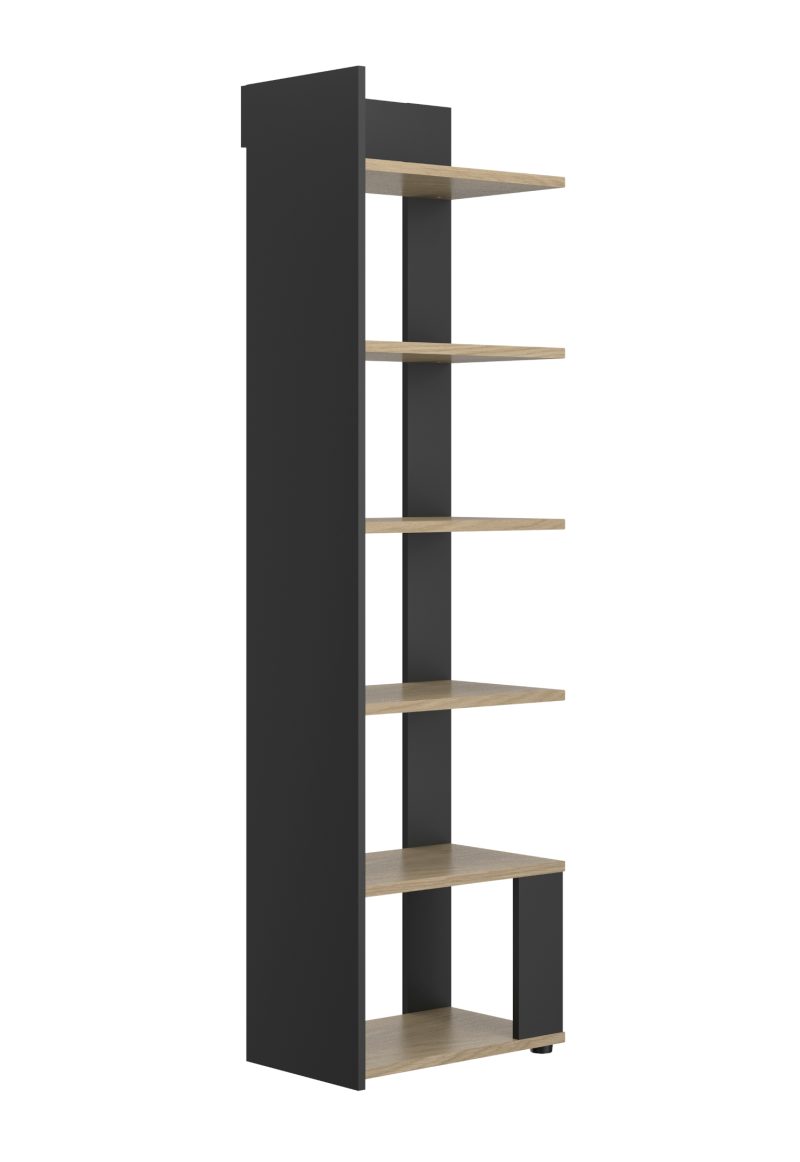 Nael βιβλιοθήκη 56x37x198εκ. Rookwood Oak / Μαύρο