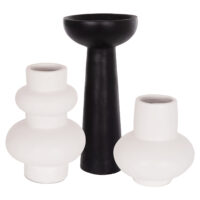 ΣΕΤ 3 ΕΠΙΤΡΑΠΕΖΙΑ ΔΙΑΚΟΣΜΗΤΙΚΑ ΒΑΖΑ LEKKAN ΗΜ21142.02 ΤΕΡΑΚΟΤΑ ΣΕ ΛΕΥΚΟ & ΜΑΥΡΟ