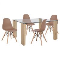 set-trapezaria-5tmch-me-trapezi-morgan-1 ΣΕΤ ΤΡΑΠΕΖΑΡΙΑ 5ΤΜΧ ΜΕ ΤΡΑΠΕΖΙ MORGAN 140Χ80X75 & ΚΑΡΕΚΛΕΣ TWIST ΚΑΠΟΥΤΣΙΝΟ HM11406