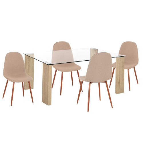 ΣΕΤ ΤΡΑΠΕΖΑΡΙΑΣ 5ΤΜΧ LEOMOR HM21270.01 ΤΡΑΠΕΖΙ & 4 ΚΑΡΕΚΛΕΣ - ΜΠΕΖ ΥΦΑΣΜΑ