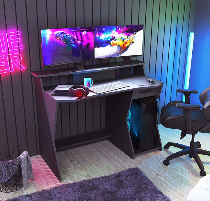 Skin γραφείο gaming 125x60x90εκ. Grey / Black