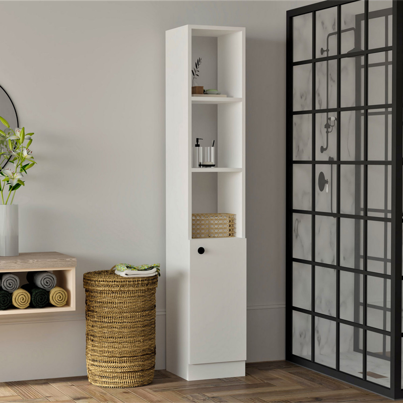 GP052-02341-1 Ντουλάπι κουζίνας - μπάνιου Trend Megapap χρώμα λευκό 30x29,6x170εκ.