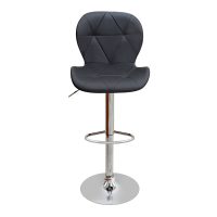 Σκαμπό μπαρ Dolores Megapap με ρυθμιζόμενο ύψος PU μαύρο - βάση χρωμίου 45,5x38x89/109εκ.