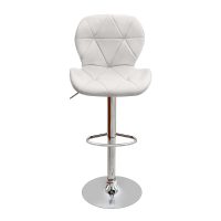 Σκαμπό μπαρ Dolores Megapap με ρυθμιζόμενο ύψος PU λευκό - βάση χρωμίου 45,5x38x89/109εκ.