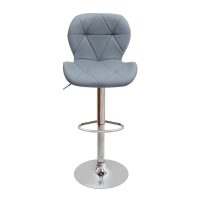 Σκαμπό μπαρ Dolores Megapap με ρυθμιζόμενο ύψος PU γκρι - βάση χρωμίου 45,5x38x89/109εκ.