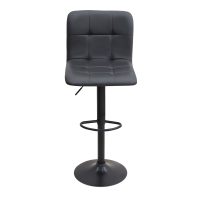 Σκαμπό μπαρ Carmelo Megapap με ρυθμιζόμενο ύψος PU μαύρο - βάση μαύρο ματ 45x42x90/113εκ.