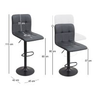 Σκαμπό μπαρ Carmelo Megapap με ρυθμιζόμενο ύψος PU μαύρο - βάση μαύρο ματ 45x42x90/113εκ.