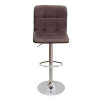 Σκαμπό μπαρ Carmelo Megapap με ρυθμιζόμενο ύψος PU καφέ - βάση χρωμίου 45x42x90/113εκ.