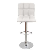 Σκαμπό μπαρ Carmelo Megapap με ρυθμιζόμενο ύψος PU λευκό - βάση χρωμίου 45x42x90/113εκ.