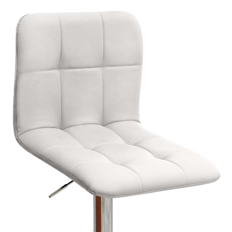 Σκαμπό μπαρ Carmelo Megapap με ρυθμιζόμενο ύψος PU λευκό - βάση χρωμίου 45x42x90/113εκ.