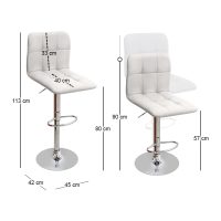 Σκαμπό μπαρ Carmelo Megapap με ρυθμιζόμενο ύψος PU λευκό - βάση χρωμίου 45x42x90/113εκ.