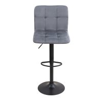 Σκαμπό μπαρ Carmelo Megapap με ρυθμιζόμενο ύψος βελούδο γκρι - βάση μαύρο ματ 45x42x90/113εκ.